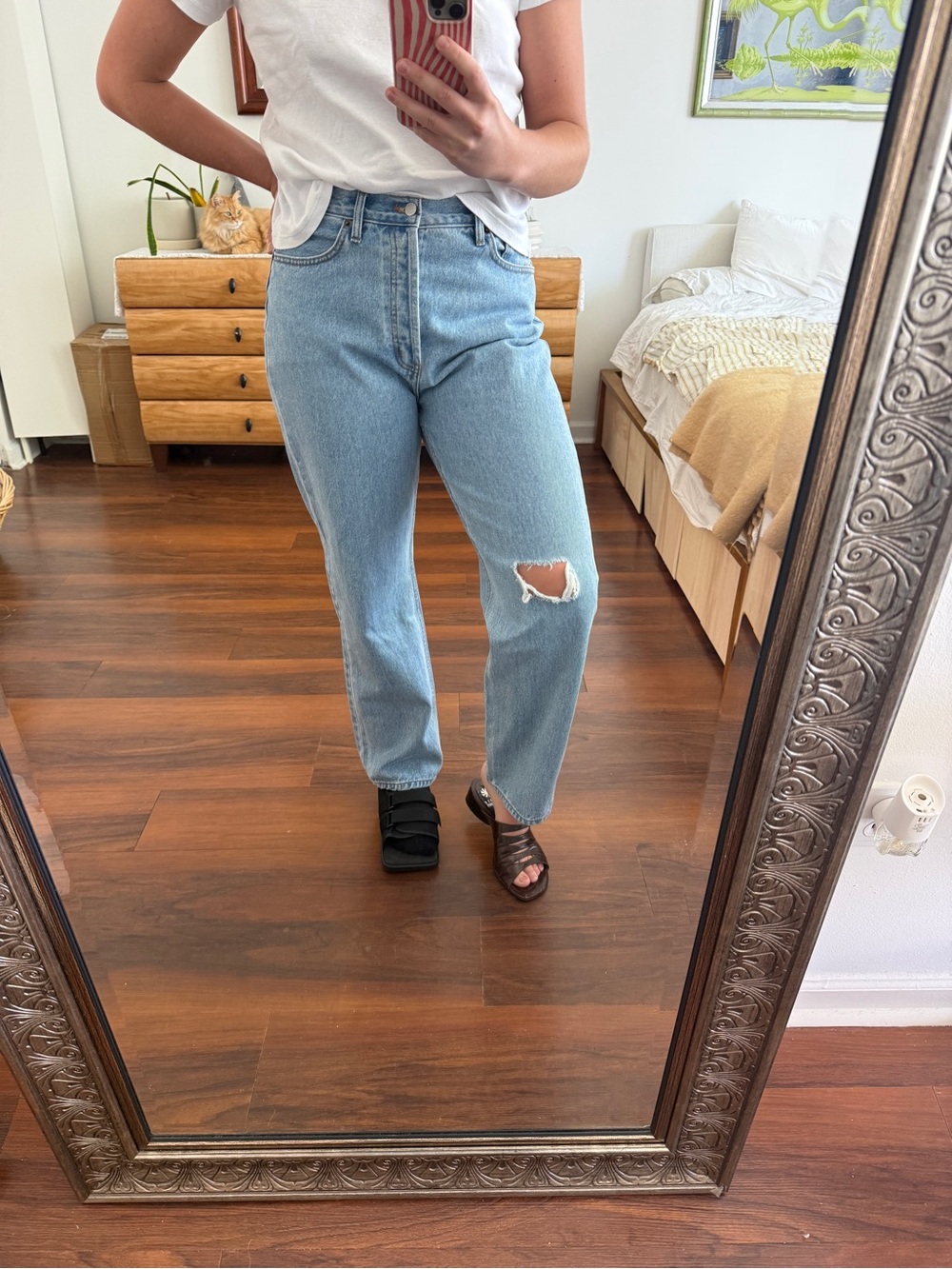 Still Here Light Blue Boyfriend Jeans with Knee Rip